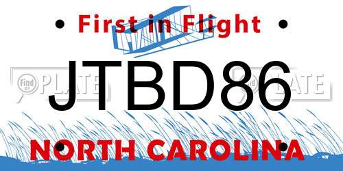 JTBD86 North Carolina License Plate