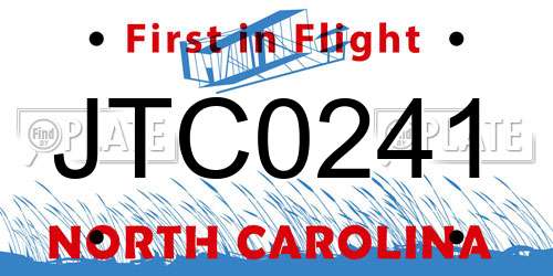 JTC0241 North Carolina License Plate