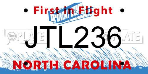 JTL236 North Carolina License Plate