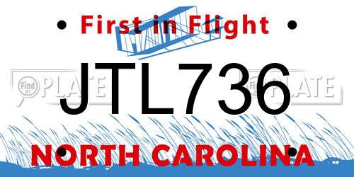 JTL736 North Carolina License Plate