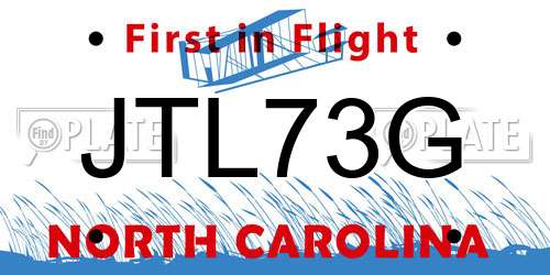 JTL73G North Carolina License Plate