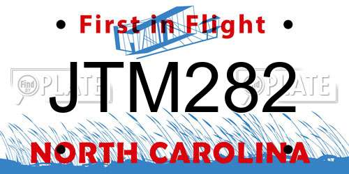 JTM282 North Carolina License Plate