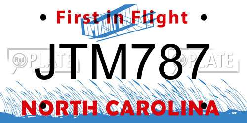 JTM787 North Carolina License Plate