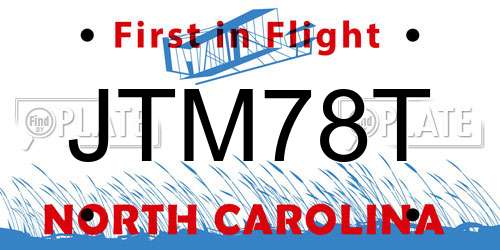 JTM78T North Carolina License Plate