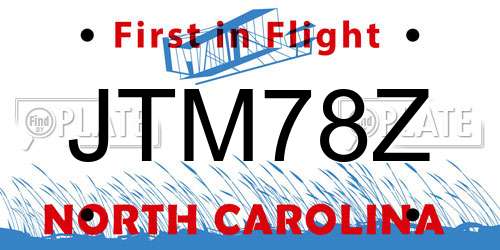 JTM78Z North Carolina License Plate