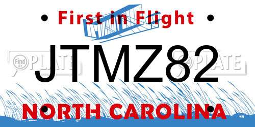 JTMZ82 North Carolina License Plate