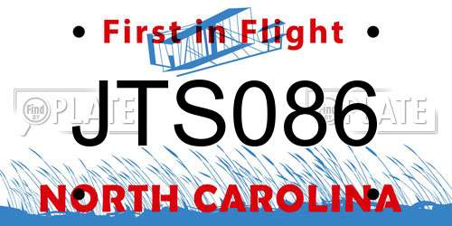 JTS086 North Carolina License Plate
