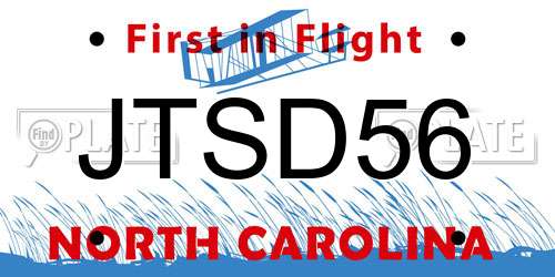 JTSD56 North Carolina License Plate