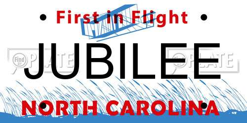 JUBILEE North Carolina License Plate