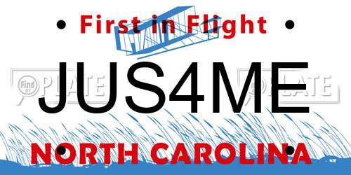 JUS4ME North Carolina License Plate