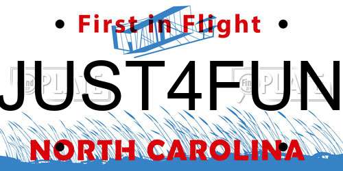 JUST4FUN North Carolina License Plate