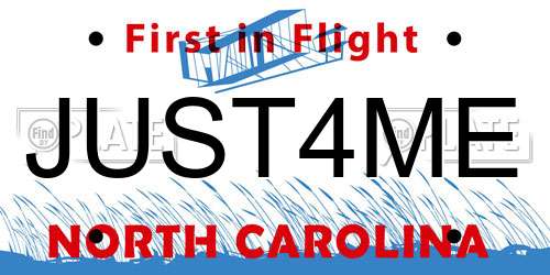 JUST4ME North Carolina License Plate