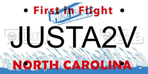 JUSTA2V North Carolina License Plate