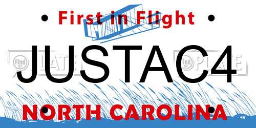 JUSTAC4 North Carolina License Plate