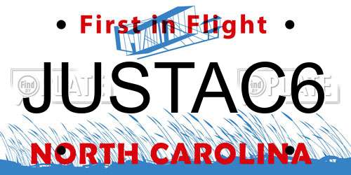 JUSTAC6 North Carolina License Plate