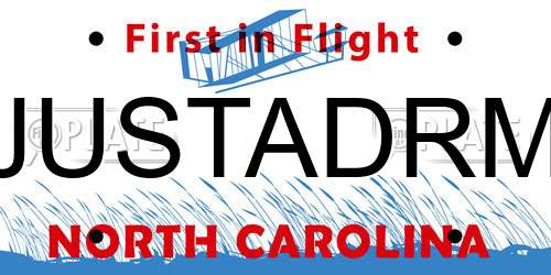 JUSTADRM North Carolina License Plate