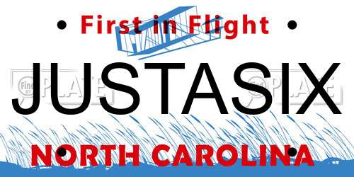 JUSTASIX North Carolina License Plate