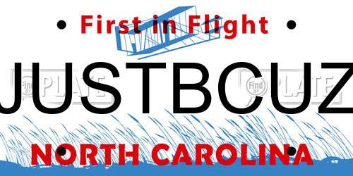 JUSTBCUZ North Carolina License Plate