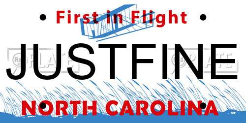 JUSTFINE North Carolina License Plate