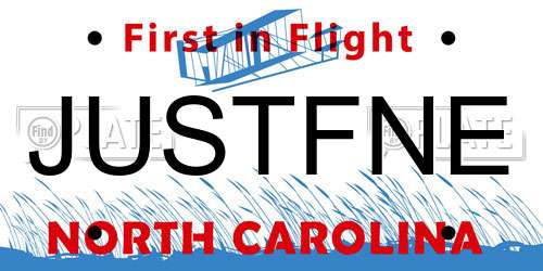 JUSTFNE North Carolina License Plate