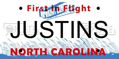 JUSTINS North Carolina License Plate