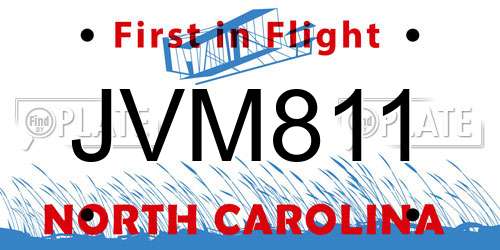 JVM811 North Carolina License Plate