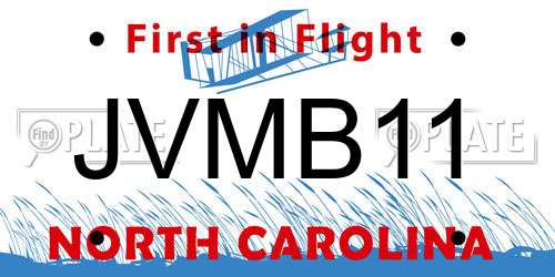 JVMB11 North Carolina License Plate