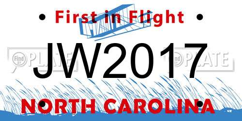 JW2017 North Carolina License Plate