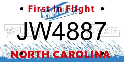 JW4887 North Carolina License Plate