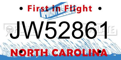 JW52861 North Carolina License Plate
