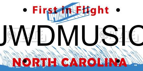 JWDMUSIC North Carolina License Plate