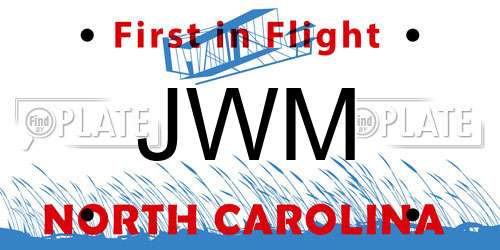 JWM North Carolina License Plate
