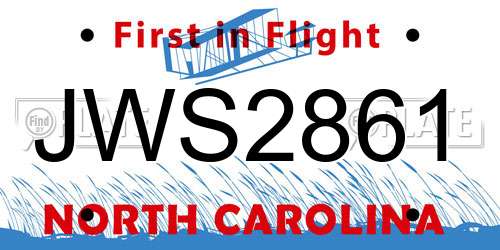 JWS2861 North Carolina License Plate