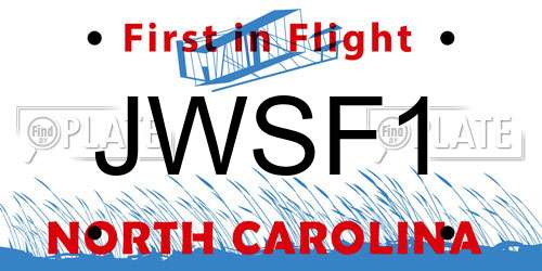 JWSF1 North Carolina License Plate