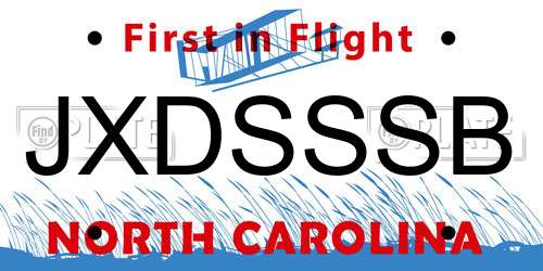 JXDSSSB North Carolina License Plate