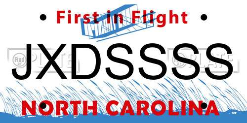 JXDSSSS North Carolina License Plate