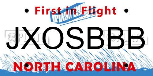 JXOSBBB North Carolina License Plate