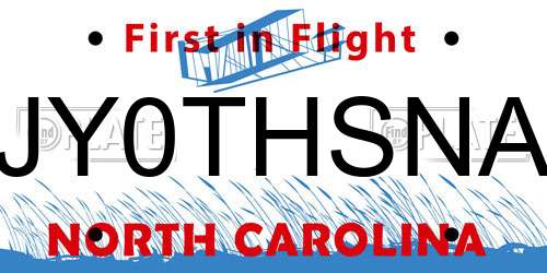 JY0THSNA North Carolina License Plate