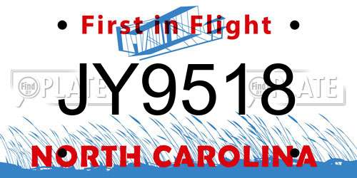 JY9518 North Carolina License Plate