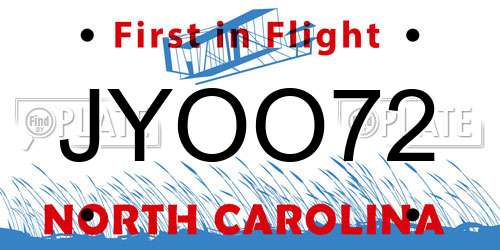 JYOO72 North Carolina License Plate
