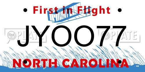 JYOO77 North Carolina License Plate