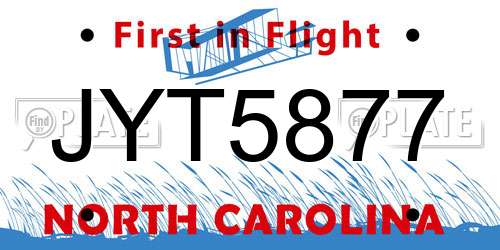 JYT5877 North Carolina License Plate