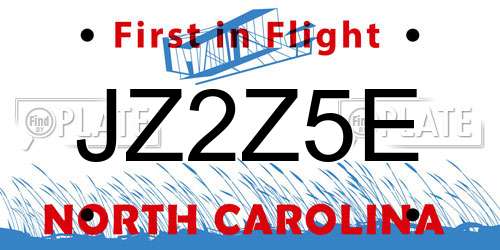 JZ2Z5E North Carolina License Plate