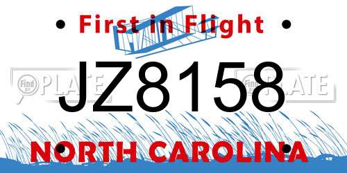 JZ8158 North Carolina License Plate