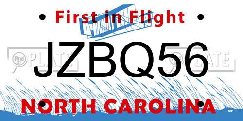 JZBQ56 North Carolina License Plate