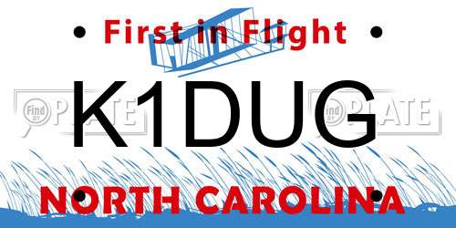 K1DUG North Carolina License Plate