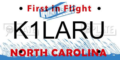 K1LARU North Carolina License Plate