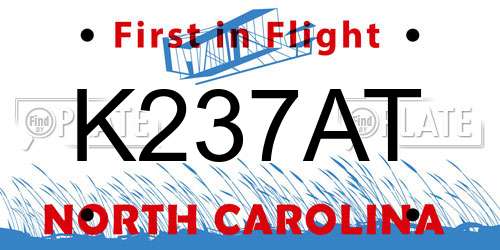K237AT North Carolina License Plate