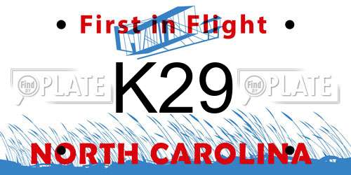 K29 North Carolina License Plate