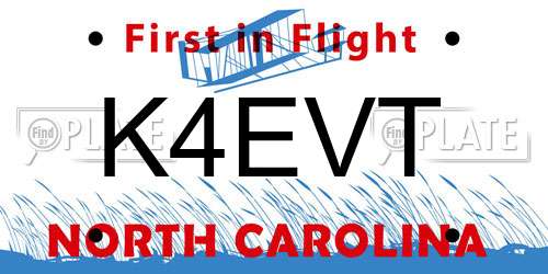 K4EVT North Carolina License Plate